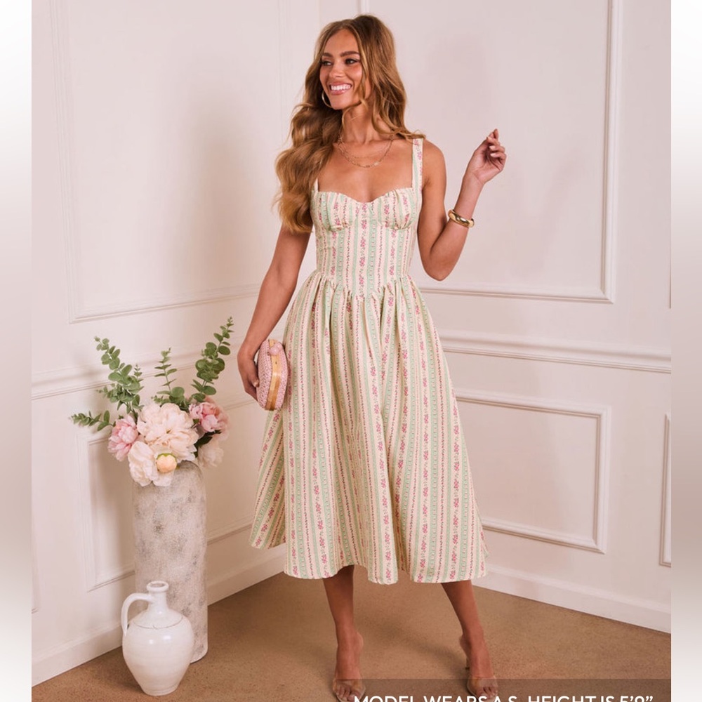 New Floral sweetheart midi dress